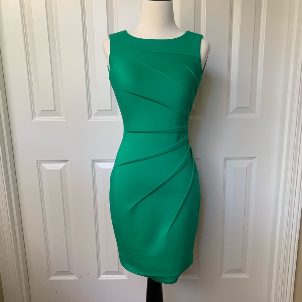 Green Calvin Klein Sunburst Dress, Size 2